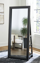 Evesen Black Floor Standing Mirror/Storage