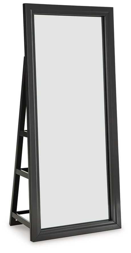 Evesen Black Floor Standing Mirror/Storage by Ashley at Eve Furniture