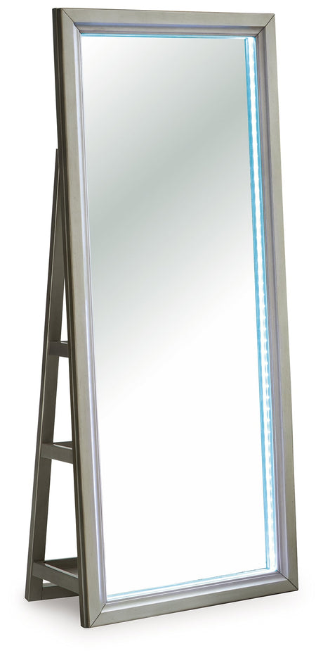 Evesen Champagne Floor Standing Mirror/Storage by Ashley at Eve Furniture