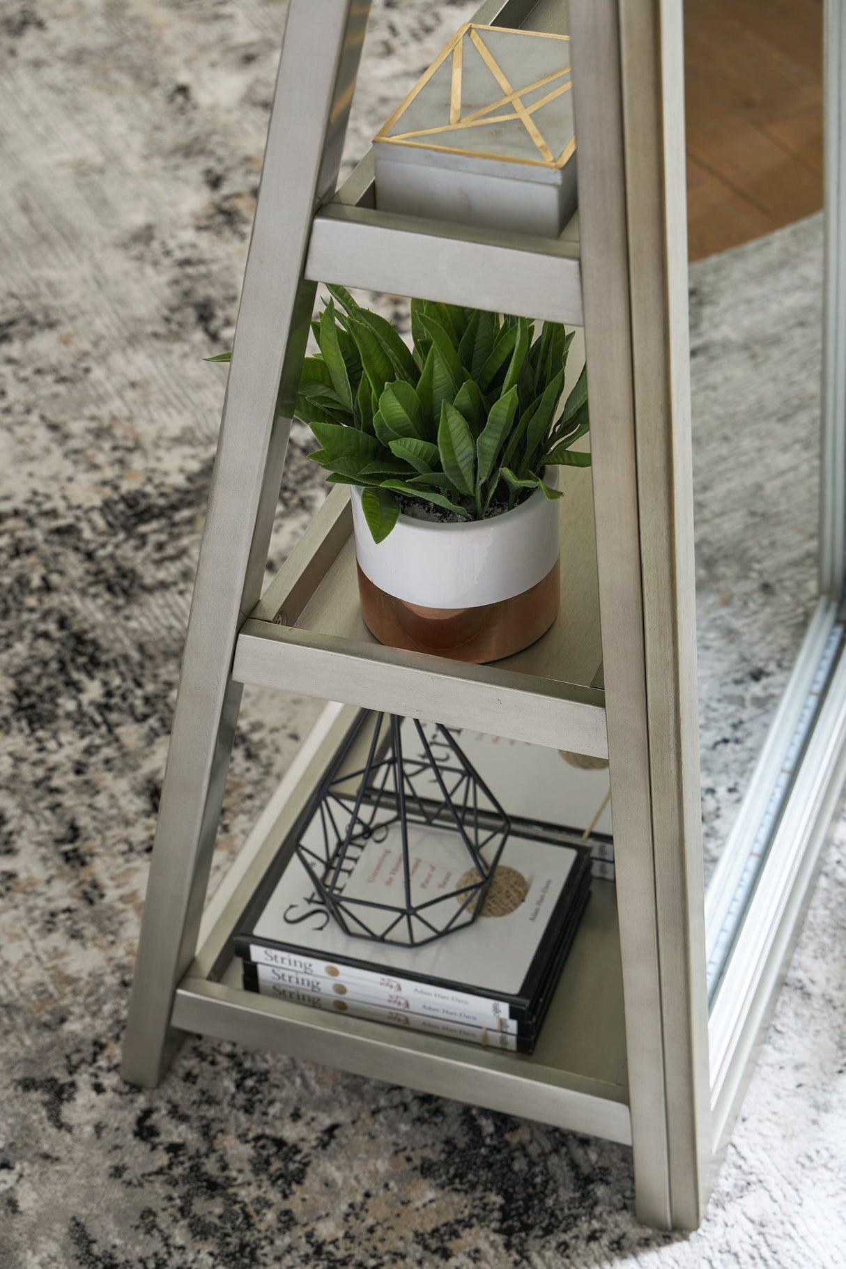 Evesen Champagne Floor Standing Mirror/Storage by ASHLEY FURNITURE at Eve Furniture