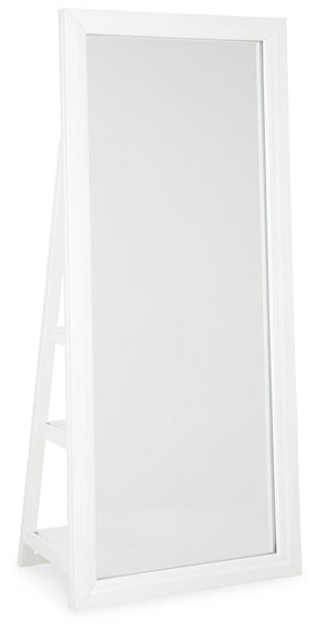 Evesen White Floor Standing Mirror/Storage by Ashley at Eve Furniture