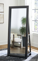 Evesen Black Floor Standing Mirror/Storage by Ashley at Eve Furniture