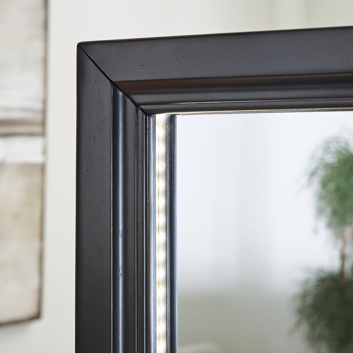 Evesen Black Floor Standing Mirror/Storage by Ashley at Eve Furniture
