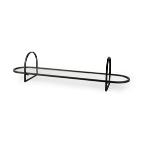 Evianna 30L x 7W x 7H Mirrored W/Black Metal Frame Tray by Mercana at Eve Furniture