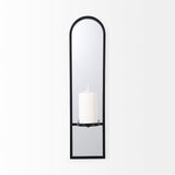 Evianna 7L x 7W x 25H Mirrored W/Black Metal Frame Wall Candle Holder by Mercana at Eve Furniture