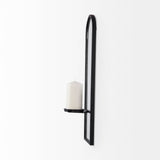 Evianna 7L x 7W x 25H Mirrored W/Black Metal Frame Wall Candle Holder by Mercana at Eve Furniture