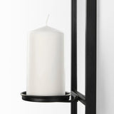 Evianna 7L x 7W x 25H Mirrored W/Black Metal Frame Wall Candle Holder by Mercana at Eve Furniture