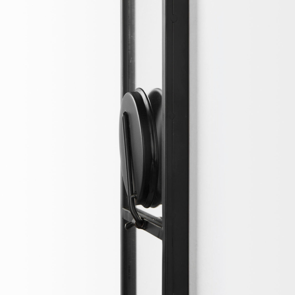 Evianna 7L x 7W x 25H Mirrored W/Black Metal Frame Wall Candle Holder by Mercana at Eve Furniture