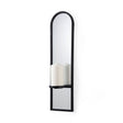 Evianna 7L x 7W x 25H Mirrored W/Black Metal Frame Wall Candle Holder by Mercana at Eve Furniture