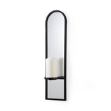 Evianna 7L x 7W x 25H Mirrored W/Black Metal Frame Wall Candle Holder by Mercana at Eve Furniture