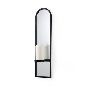 Evianna Mirrored W/Black Metal Frame Wall Candle Holder by Mercana at Eve Furniture