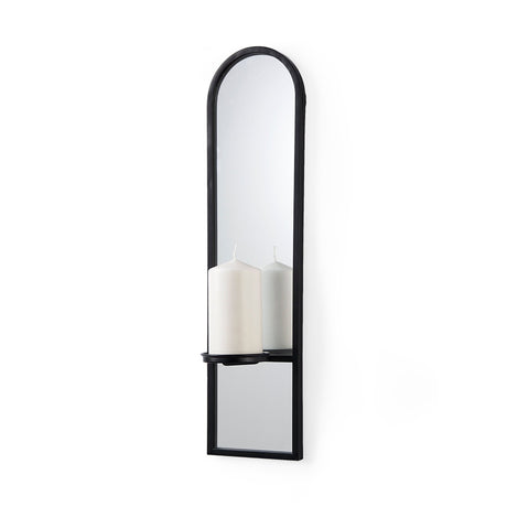 Evianna Mirrored W/Black Metal Frame Wall Candle Holder by Mercana at Eve Furniture