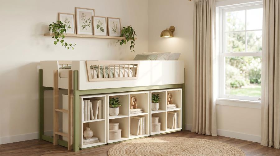 Evren Natural/White 4-cubby Horizontal Bookcase by Coaster at Eve Furniture