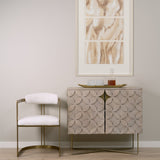 Excelsior 36.0L x 18.0W x 32.5H Light Brown Wood Gold Iron Base Accent Cabinet by Mercana at Eve Furniture