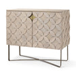 Excelsior 36.0L x 18.0W x 32.5H Light Brown Wood Gold Iron Base Accent Cabinet by Mercana at Eve Furniture