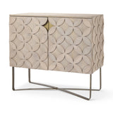 Excelsior 36.0L x 18.0W x 32.5H Light Brown Wood Gold Iron Base Accent Cabinet by Mercana at Eve Furniture