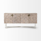 Excelsior I Solid Wood Gold Metal Base 4 Cabinet Door SideBoard by Mercana at Eve Furniture