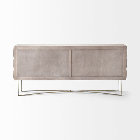 Excelsior I Solid Wood Gold Metal Base 4 Cabinet Door SideBoard by Mercana at Eve Furniture