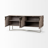 Excelsior I Solid Wood Gold Metal Base 4 Cabinet Door SideBoard by Mercana at Eve Furniture