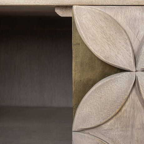 Excelsior I Solid Wood Gold Metal Base 4 Cabinet Door SideBoard by Mercana at Eve Furniture