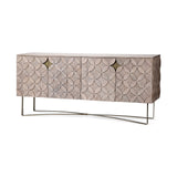 Excelsior I Solid Wood Gold Metal Base 4 Cabinet Door SideBoard by Mercana at Eve Furniture