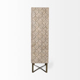 Excelsior II 68.1" H Light Brown Wood Gold Iron Base Storage Cabinet by Mercana at Eve Furniture