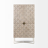 Excelsior II Light Brown Wood Gold Iron Base Storage Cabinet by Mercana at Eve Furniture