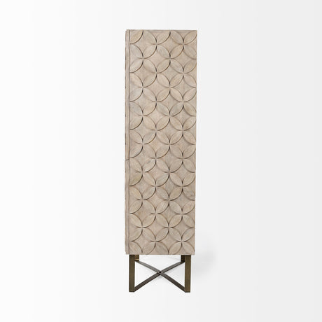 Excelsior II Light Brown Wood Gold Iron Base Storage Cabinet by Mercana at Eve Furniture