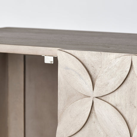 Excelsior II Light Brown Wood Gold Iron Base Storage Cabinet by Mercana at Eve Furniture