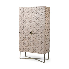 Excelsior II Light Brown Wood Gold Iron Base Storage Cabinet by Mercana at Eve Furniture