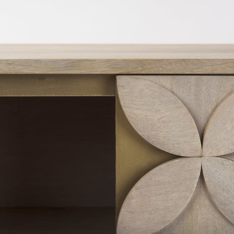 Excelsior Light Brown Wood Gold Iron Base Accent Cabinet by Mercana at Eve Furniture