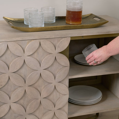 Excelsior Light Brown Wood Gold Iron Base Accent Cabinet by Mercana at Eve Furniture