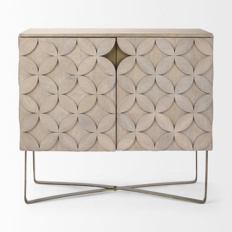 Excelsior Light Brown Wood Gold Iron Base Accent Cabinet by Mercana at Eve Furniture