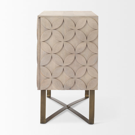 Excelsior Light Brown Wood Gold Iron Base Accent Cabinet by Mercana at Eve Furniture