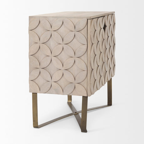 Excelsior Light Brown Wood Gold Iron Base Accent Cabinet by Mercana at Eve Furniture