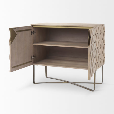 Excelsior Light Brown Wood Gold Iron Base Accent Cabinet by Mercana at Eve Furniture