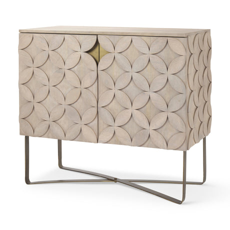 Excelsior Light Brown Wood Gold Iron Base Accent Cabinet by Mercana at Eve Furniture
