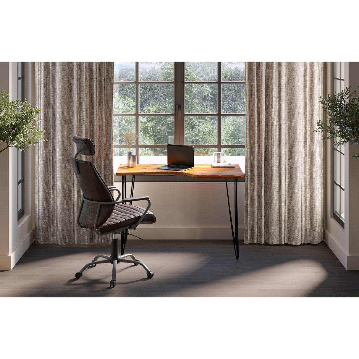 Executive Dark Brown Leather Office Chair by Moe's Home at Eve Furniture
