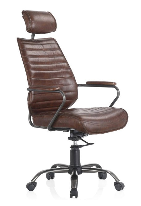 Executive Office Chair Dark Brown Leather by Moe's Home at Eve Furniture