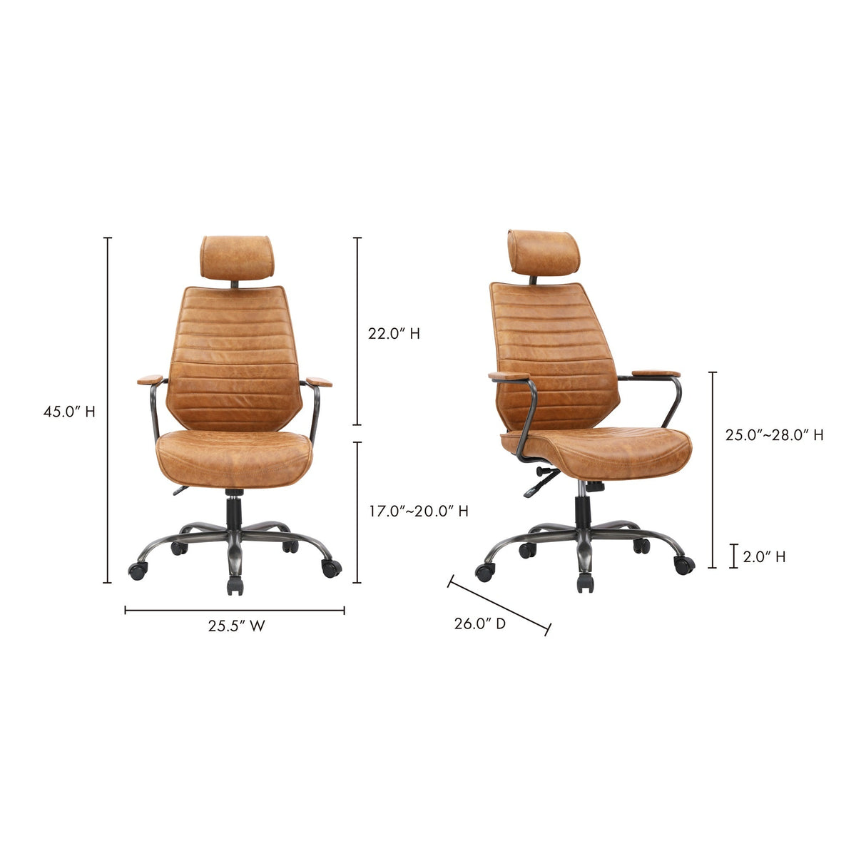 Executive Orange Office Chair by Moe's Home at Eve Furniture