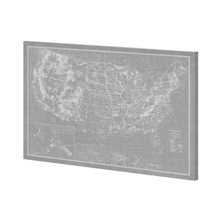 Explorer - USA Map - Graphite by Vintage Collection a Hand Embellished Textured Canvas by Mercana at Eve Furniture