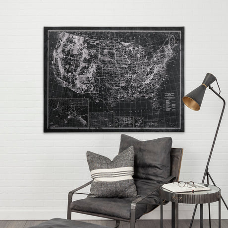 Explorer USA Map Noir by Vintage Collection a Hand Embellished Textured Canvas by Mercana at Eve Furniture
