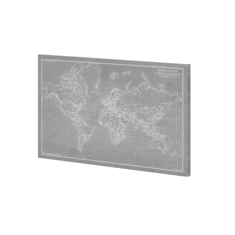 Explorer - World Map - Graphite by Vintage Collection a Hand Embellished Textured Canvas by Mercana at Eve Furniture