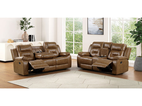 Ezekius Brown Leatherette Reclining Living Room Set by Furniture of America at Eve Furniture