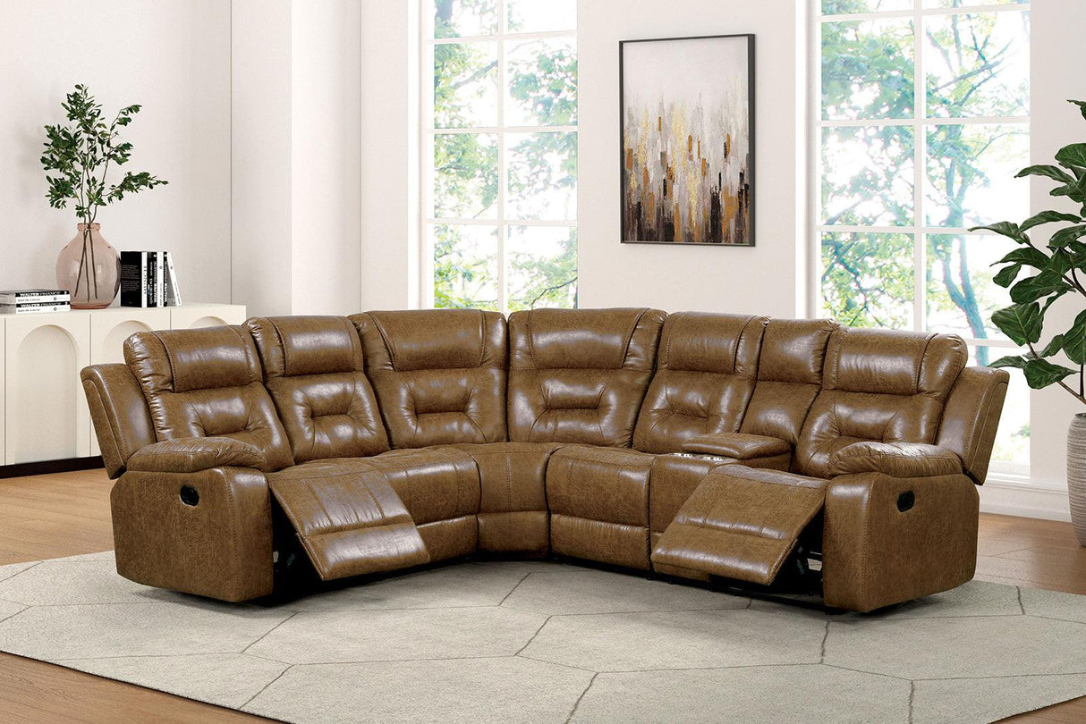 Ezekius Brown Manual Reclining Sectional by Furniture of America at Eve Furniture