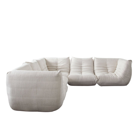 Ezra Cream Fabric 5-Piece Sectional by Diamond Sofa at Eve Furniture