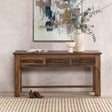 Ezra Natural 3 Drawer Console Table by Classic Home at Eve Furniture