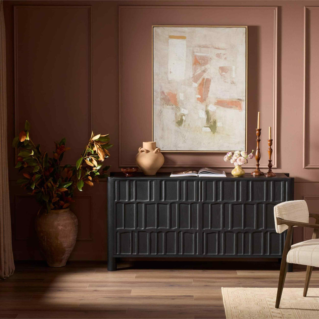 Ezri 4 Door Sideboard, Black Oak By Fourhands by Four Hands at Eve Furniture