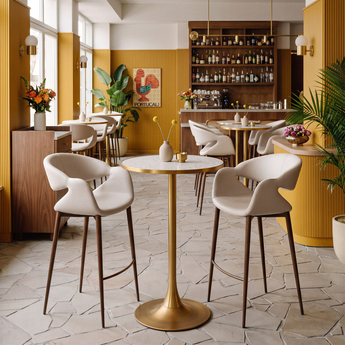 Bite Bar Table Beige & Gold - Image 2
