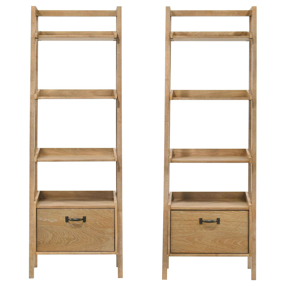 Fabian Distressed Light Brown 2-piece 3-shelf Bookshelf with Drawer by Coaster at Eve Furniture